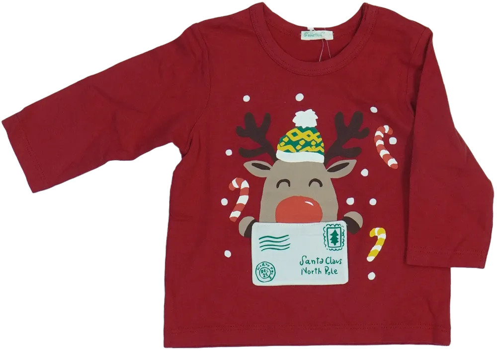 Bordó Benetton Hosszú ujjú felső EU 68 / UK 3-6 hónap / US 3-6 hónap