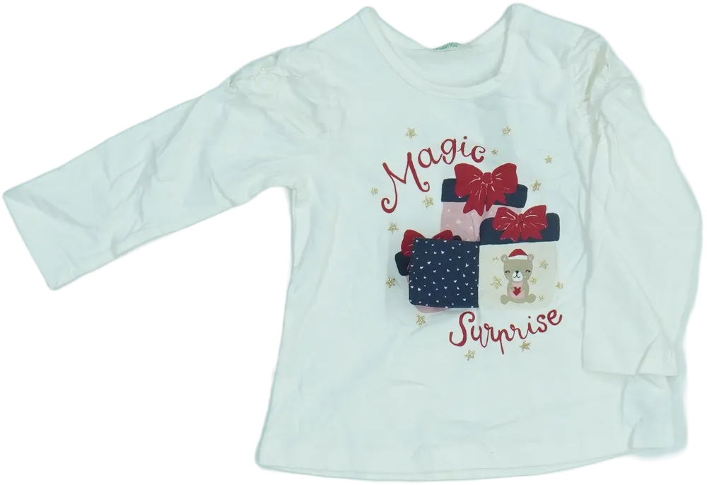 Fehér Benetton Hosszú ujjú felső EU 74 / UK 6-9 hónap / US 6-9 hónap