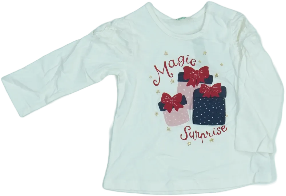 Fehér Benetton Hosszú ujjú felső EU 74 / UK 6-9 hónap / US 6-9 hónap