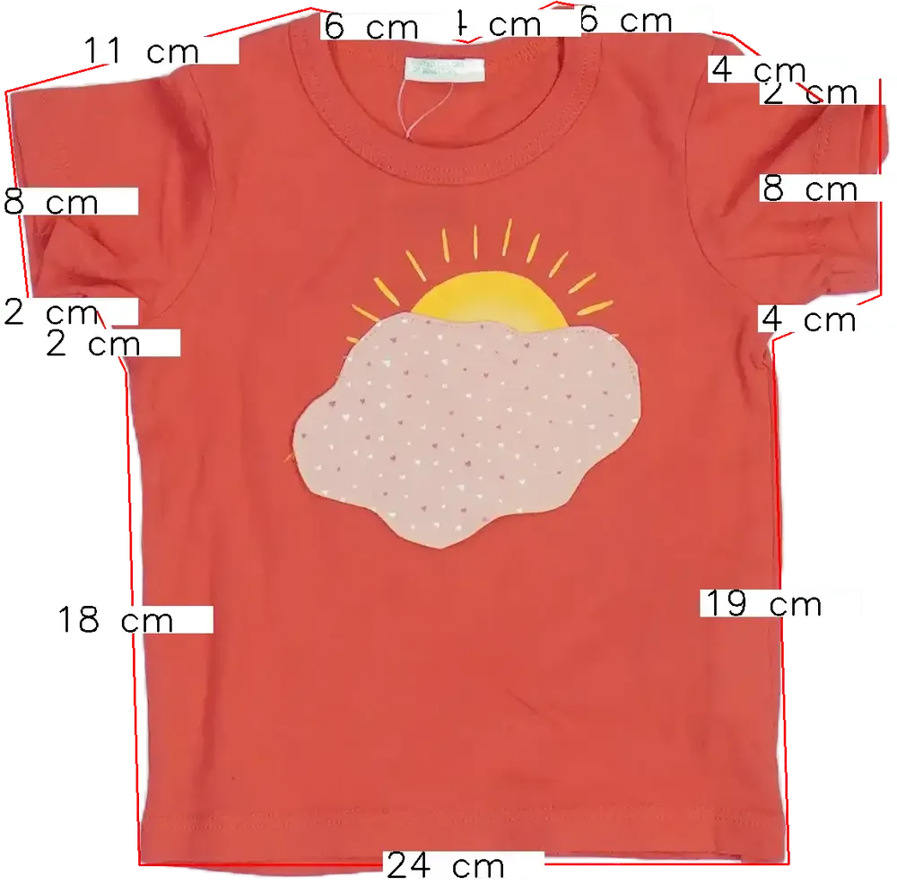 Rózsaszín Benetton Póló EU 68 / UK 3-6 hónap / US 3-6 hónap