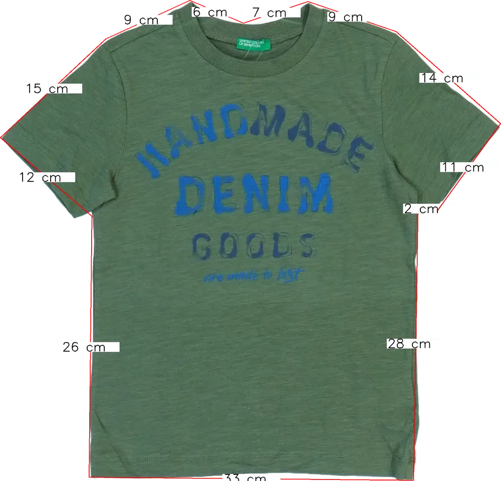 Zöld Benetton Póló EU 110 / UK 5 év / US 5 év/XS