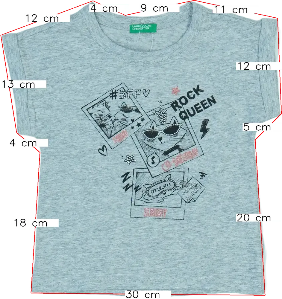 Szürke Benetton Póló EU 86 / UK 12-18 hónap / US 18 hónap