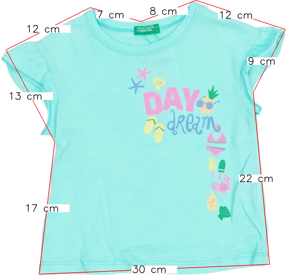 Kék Benetton Póló EU 92 / UK 2 év / US 2T