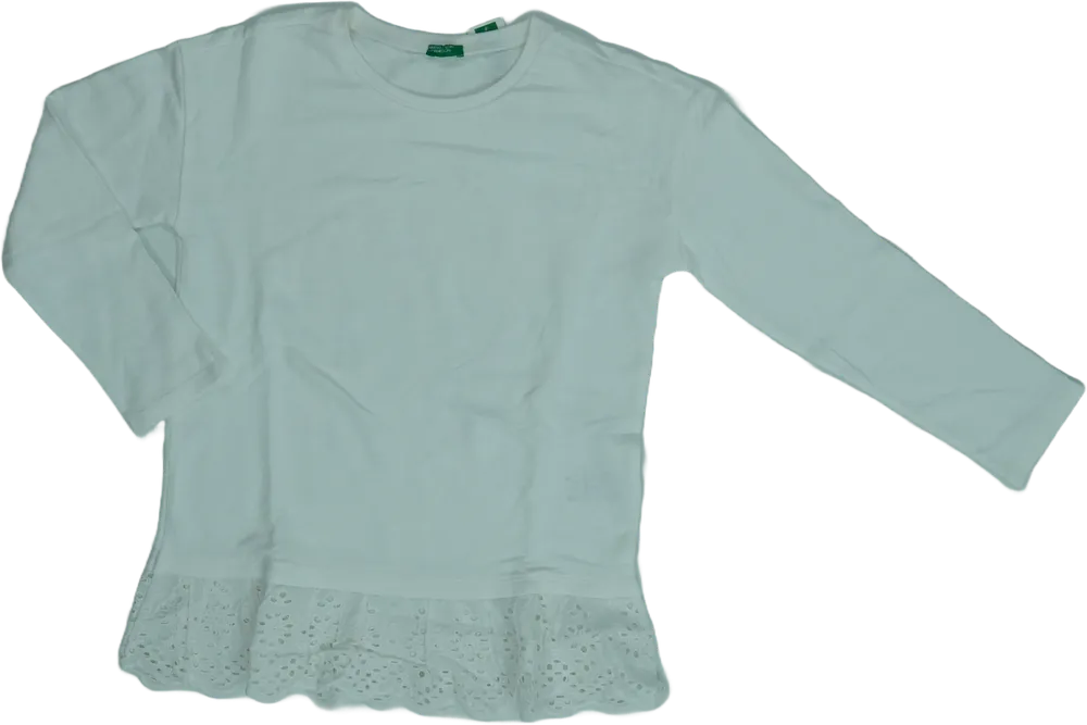Fehér Benetton Pulóver EU 134 / UK 9 év / US 9 év/L