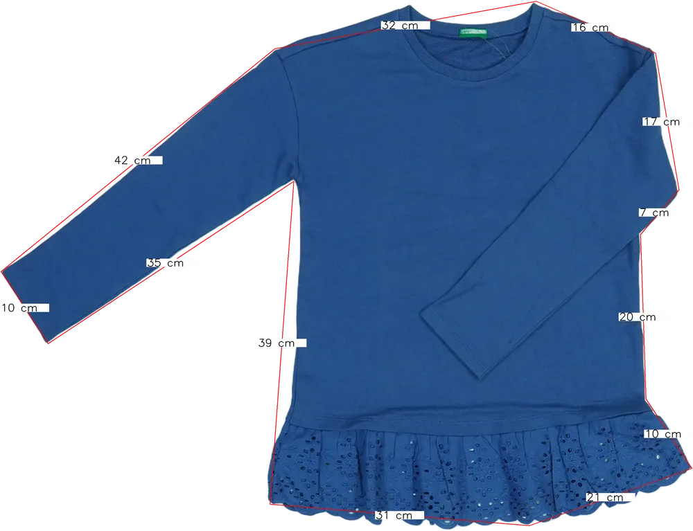 Kék Benetton Pulóver EU 134 / UK 9 év / US 9 év/L