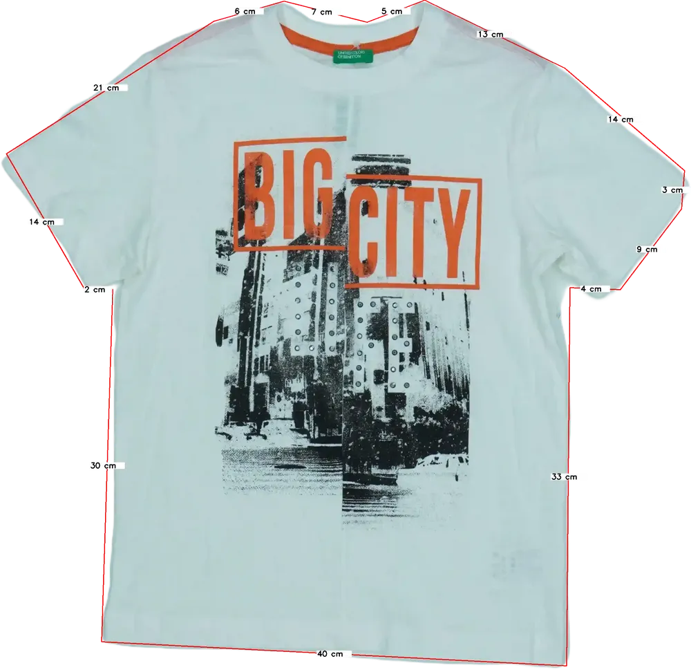 Fehér Benetton Póló EU 140 / UK 10 év / US 10 év/L