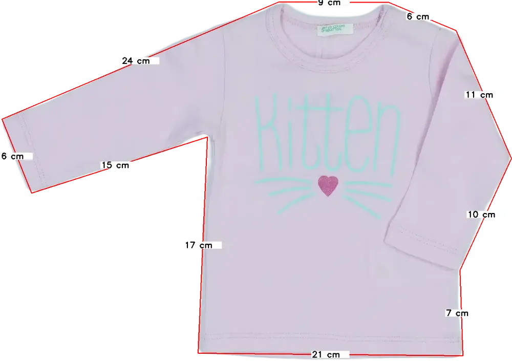 Rózsaszín Benetton Hosszú ujjú felső EU 56 / UK Újszülött / US Újszülött