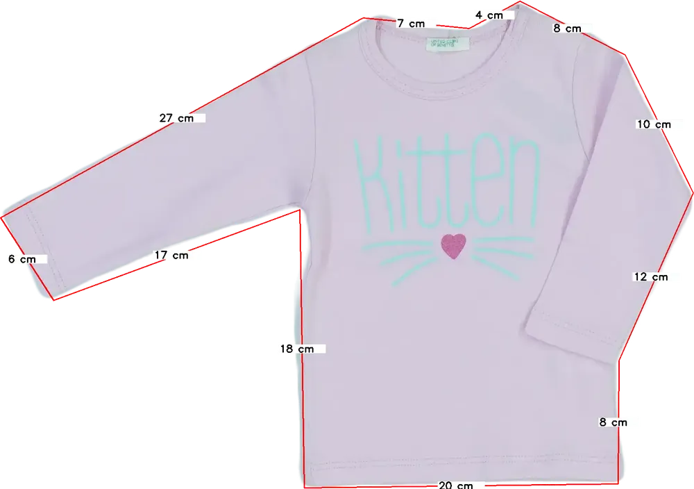 Rózsaszín Benetton Hosszú ujjú felső EU 62 / UK 0-3 hónap / US 0-3 hónap