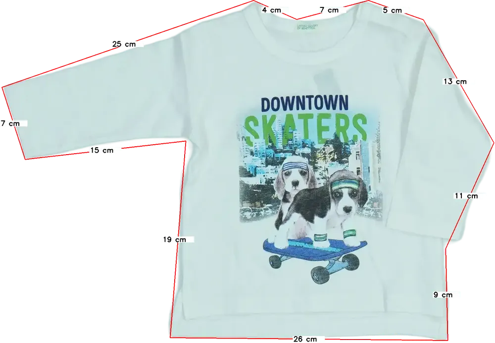 Fehér Benetton Hosszú ujjú felső EU 62 / UK 0-3 hónap / US 0-3 hónap