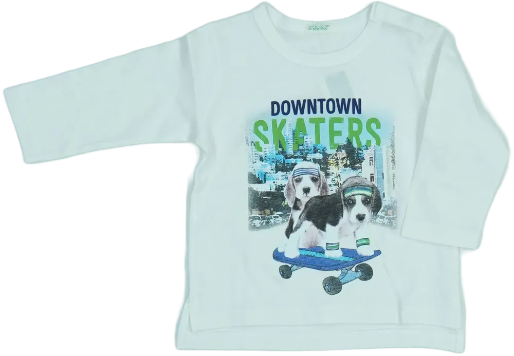 Fehér Benetton Hosszú ujjú felső EU 62 / UK 0-3 hónap / US 0-3 hónap