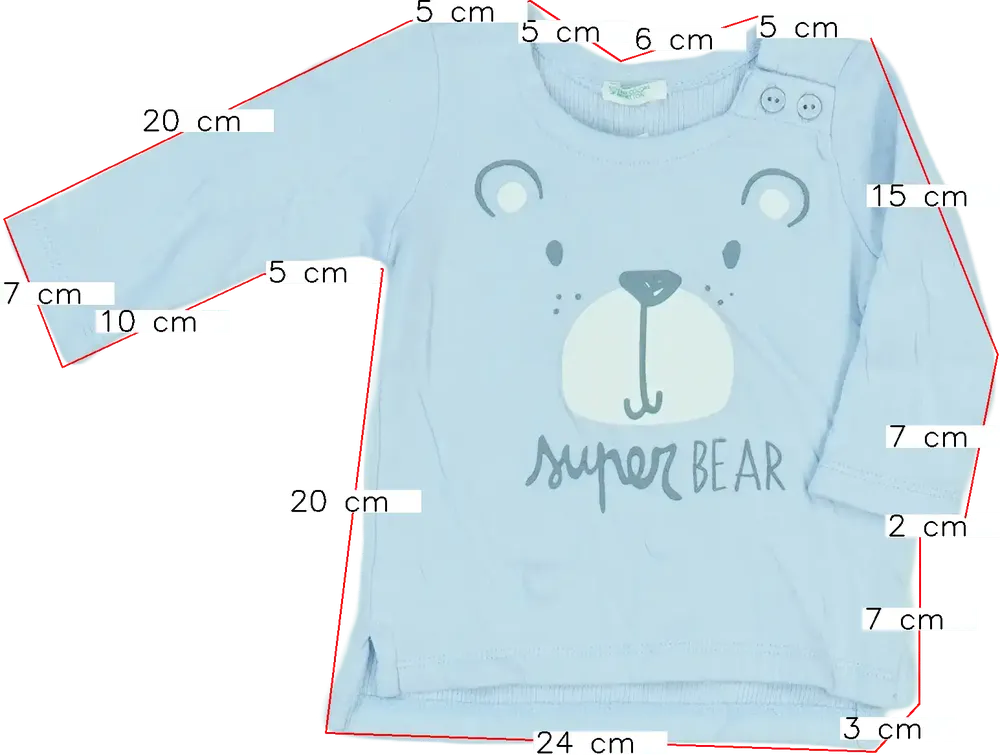 Kék Benetton Hosszú ujjú felső EU 56 / UK Újszülött / US Újszülött