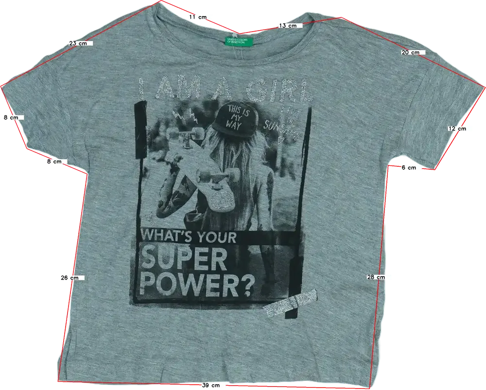 Szürke Benetton Póló EU 128 / UK 8 év / US 8 év/M