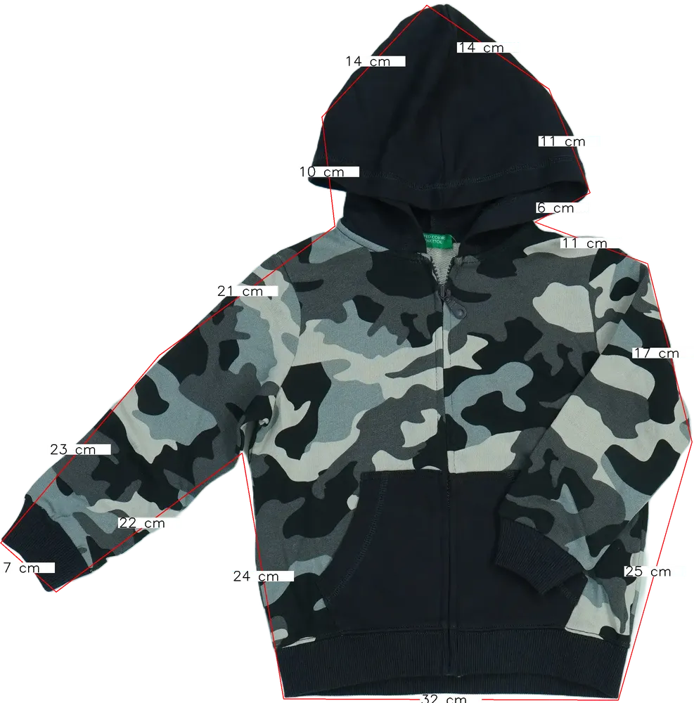 Terepszínű Benetton Kapucnis pulóver EU 110 / UK 5 év / US 5 év/XS