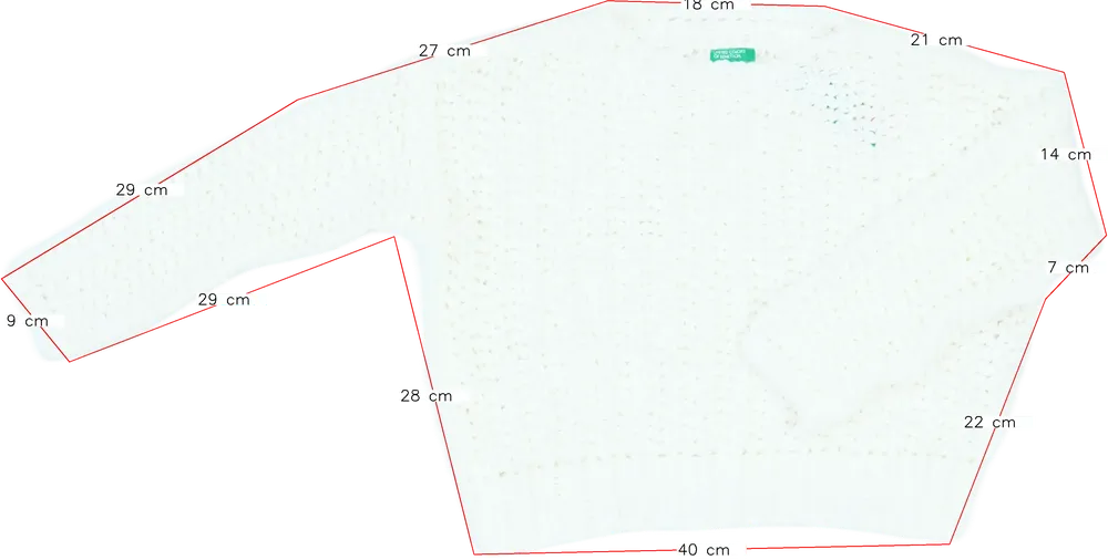 Fehér Benetton Kötött pulcsi EU 146 / UK 11 év / US 12 év/L
