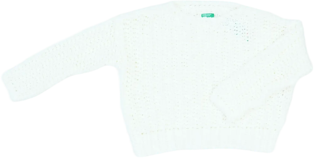 Fehér Benetton Kötött pulcsi EU 146 / UK 11 év / US 12 év/L