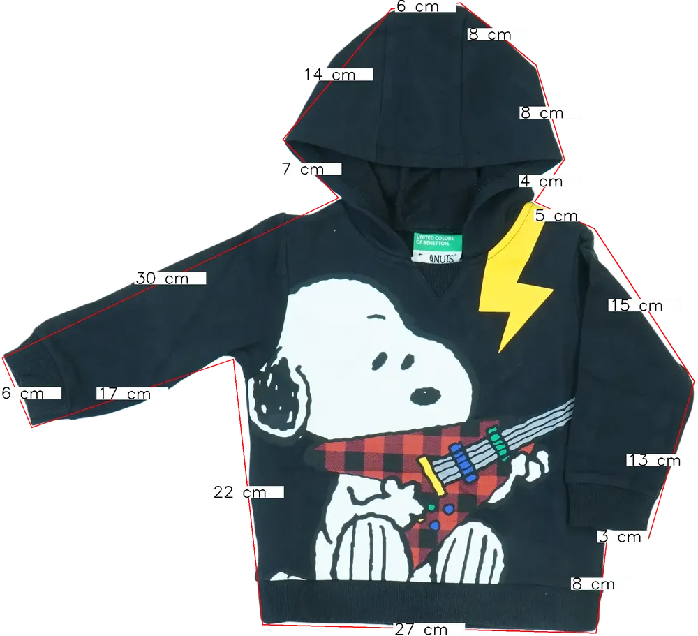 Fekete Benetton Kapucnis pulóver EU 86 / UK 12-18 hónap / US 18 hónap