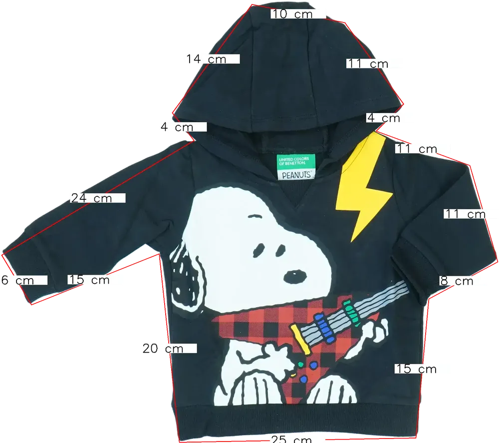 Fekete Benetton Kapucnis pulóver EU 74 / UK 6-9 hónap / US 6-9 hónap