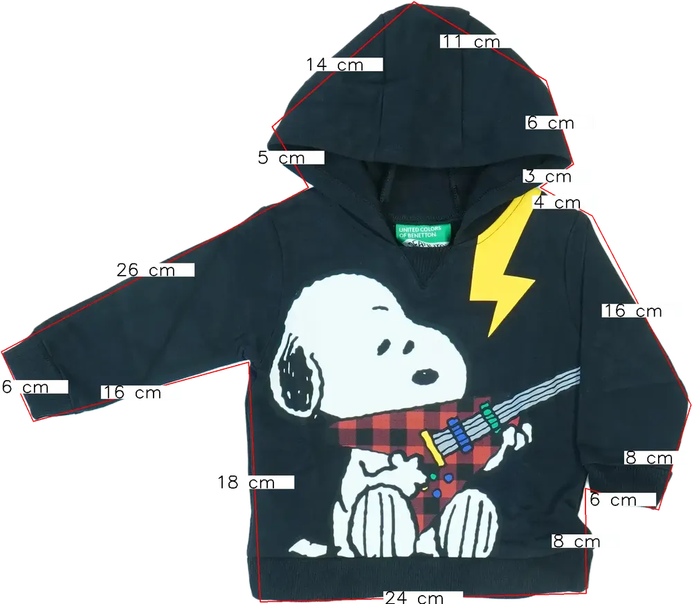 Fekete Benetton Kapucnis pulóver EU 68 / UK 3-6 hónap / US 3-6 hónap