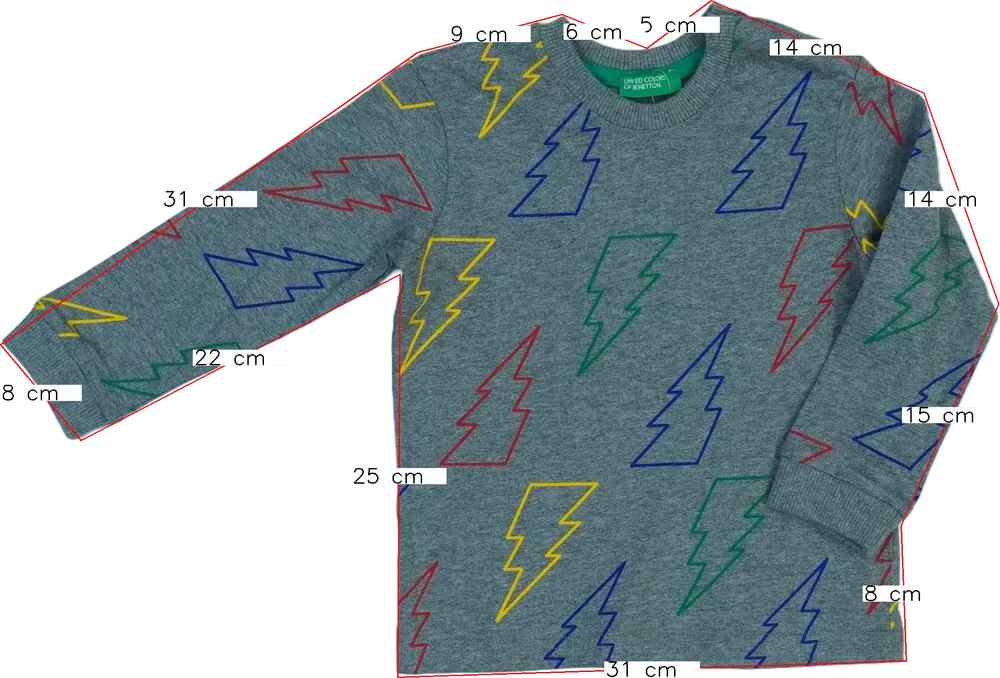 Szürke Benetton Hosszú ujjú felső EU 92 / UK 2 év / US 2T