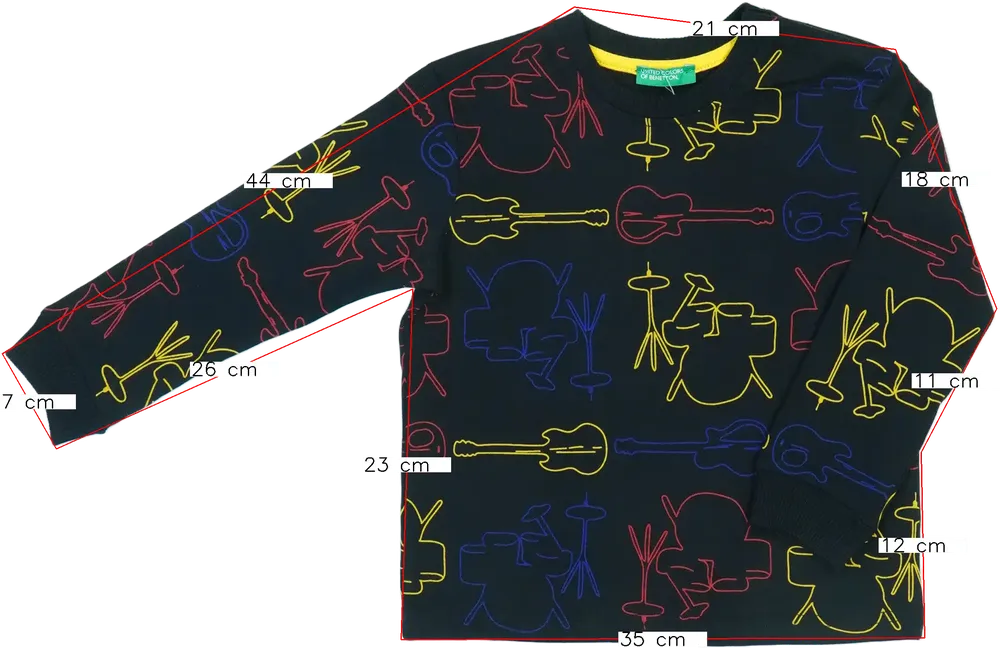 Fekete Benetton Hosszú ujjú felső EU 98 / UK 3 év / US 3T