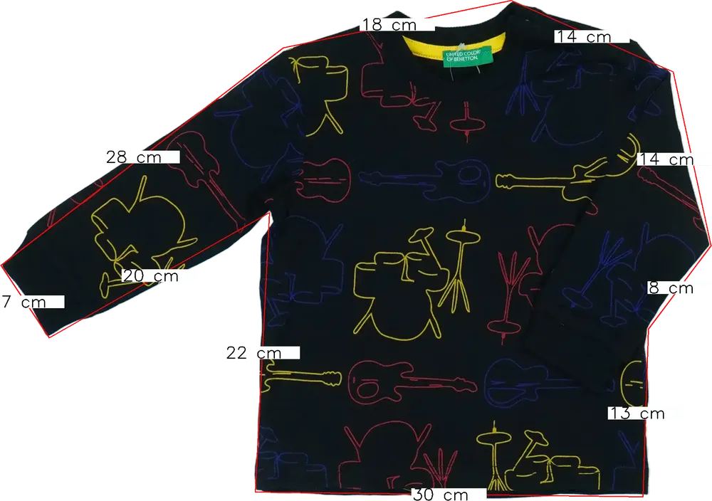 Fekete Benetton Hosszú ujjú felső EU 86 / UK 12-18 hónap / US 18 hónap