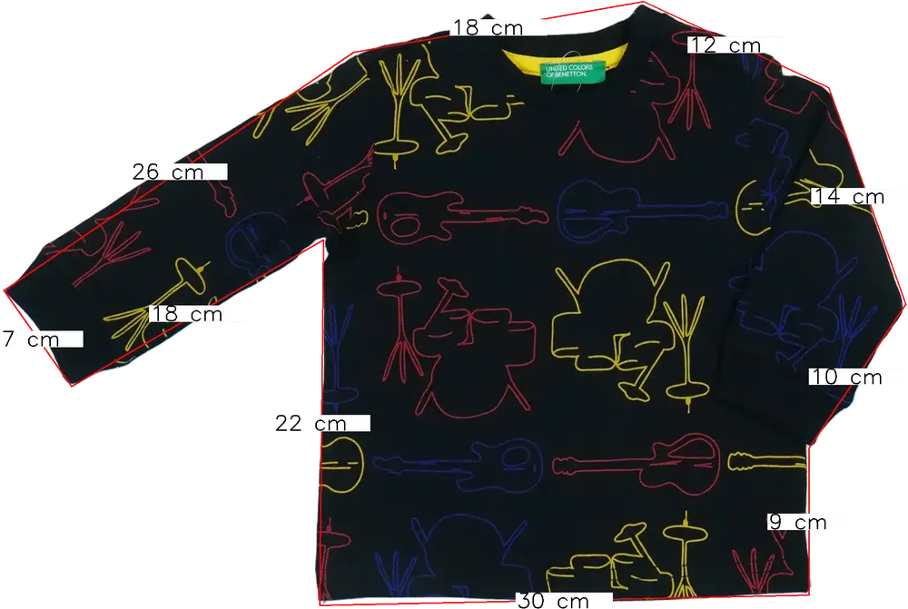 Fekete Benetton Hosszú ujjú felső EU 80 / UK 9-12 hónap / US 12 hónap