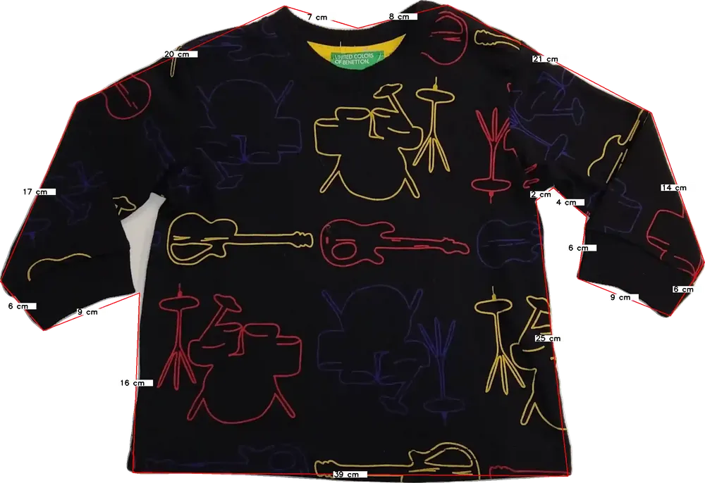 Fekete Benetton Hosszú ujjú felső EU 68 / UK 3-6 hónap / US 3-6 hónap