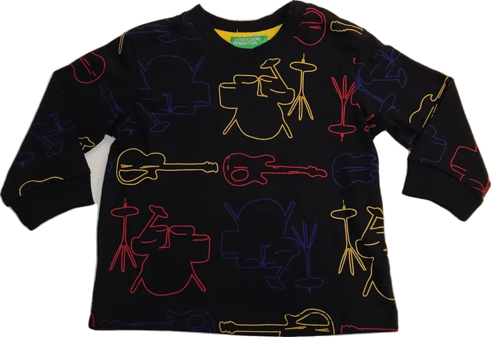 Fekete Benetton Hosszú ujjú felső EU 68 / UK 3-6 hónap / US 3-6 hónap