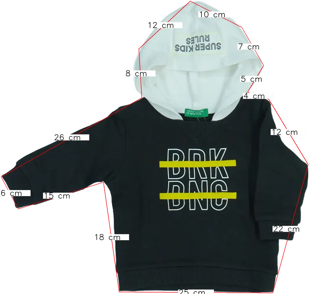 Szürke Benetton Kapucnis pulóver EU 68 / UK 3-6 hónap / US 3-6 hónap