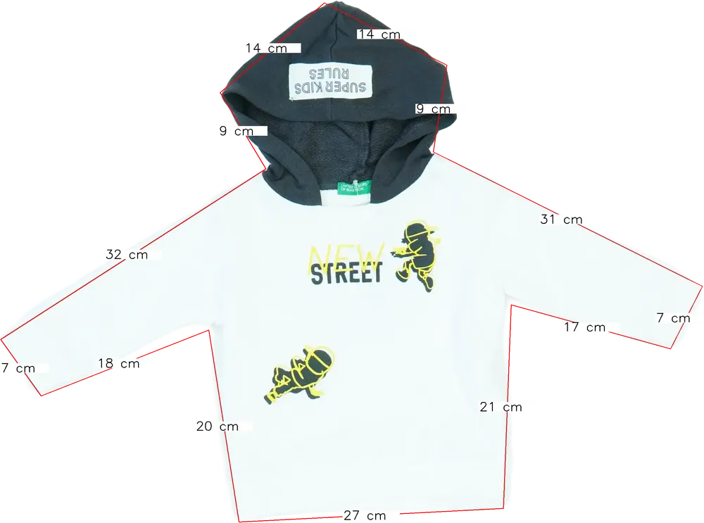 Fehér Benetton Kapucnis pulóver EU 86 / UK 12-18 hónap / US 18 hónap