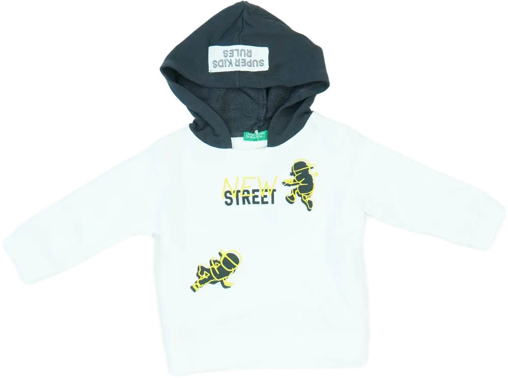 Fehér Benetton Kapucnis pulóver EU 86 / UK 12-18 hónap / US 18 hónap