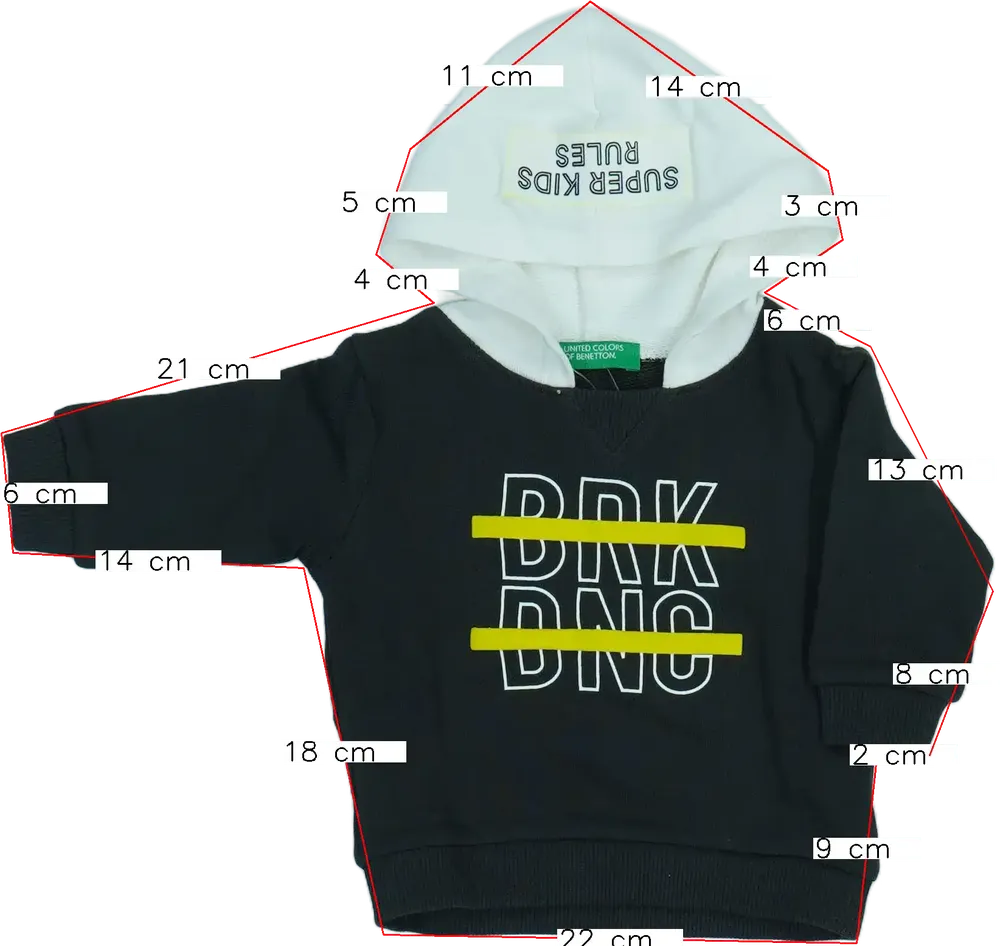 Szürke Benetton Kapucnis pulóver EU 68 / UK 3-6 hónap / US 3-6 hónap