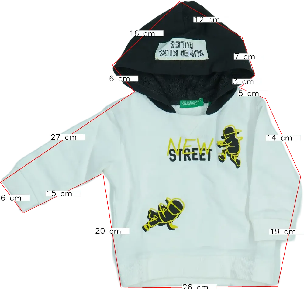 Fehér Benetton Kapucnis pulóver EU 80 / UK 9-12 hónap / US 12 hónap