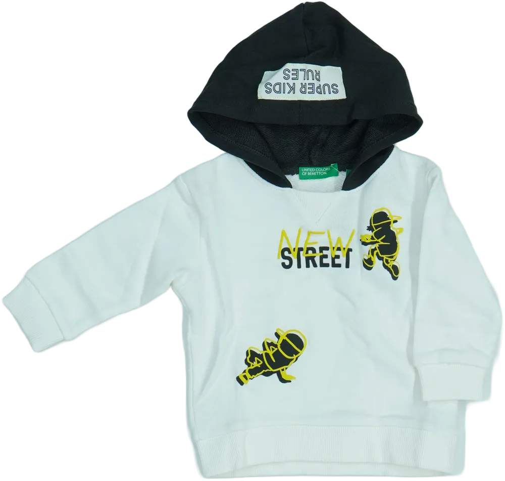 Fehér Benetton Kapucnis pulóver EU 80 / UK 9-12 hónap / US 12 hónap