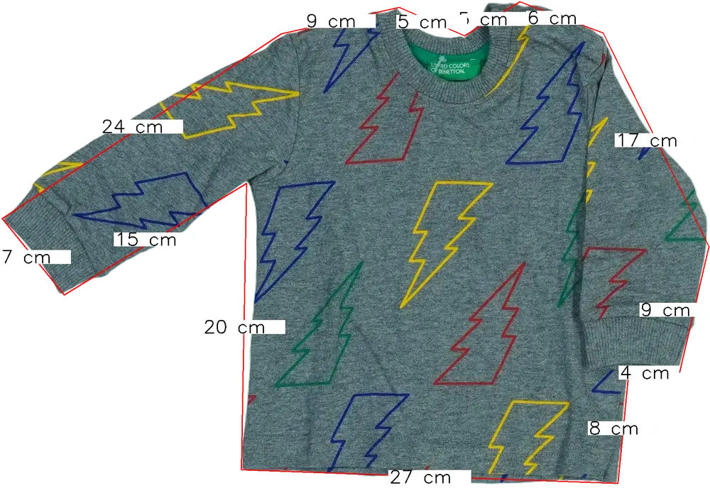 Szürke Benetton Hosszú ujjú felső EU 74 / UK 6-9 hónap / US 6-9 hónap