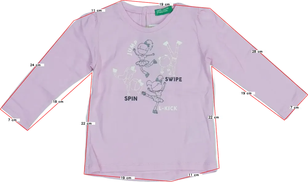 Rózsaszín Benetton Hosszú ujjú felső EU 86 / UK 12-18 hónap / US 18 hónap