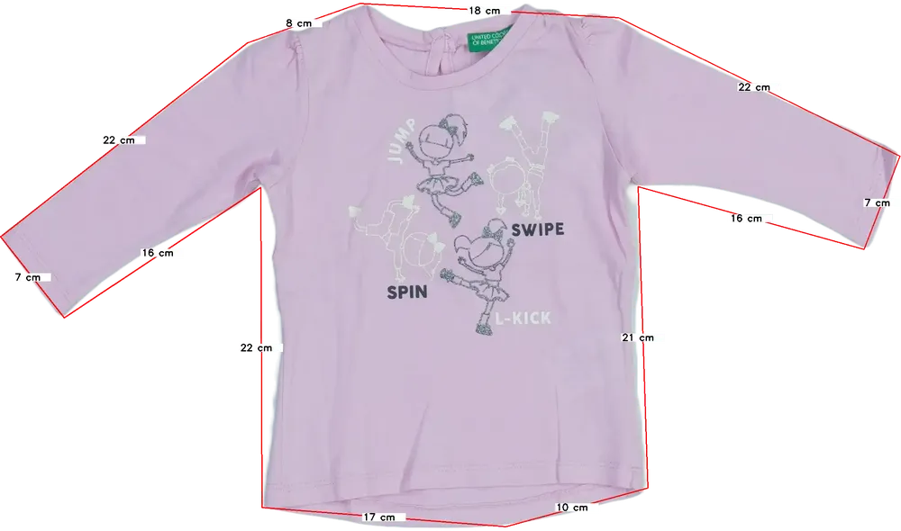 Rózsaszín Benetton Hosszú ujjú felső EU 74 / UK 6-9 hónap / US 6-9 hónap