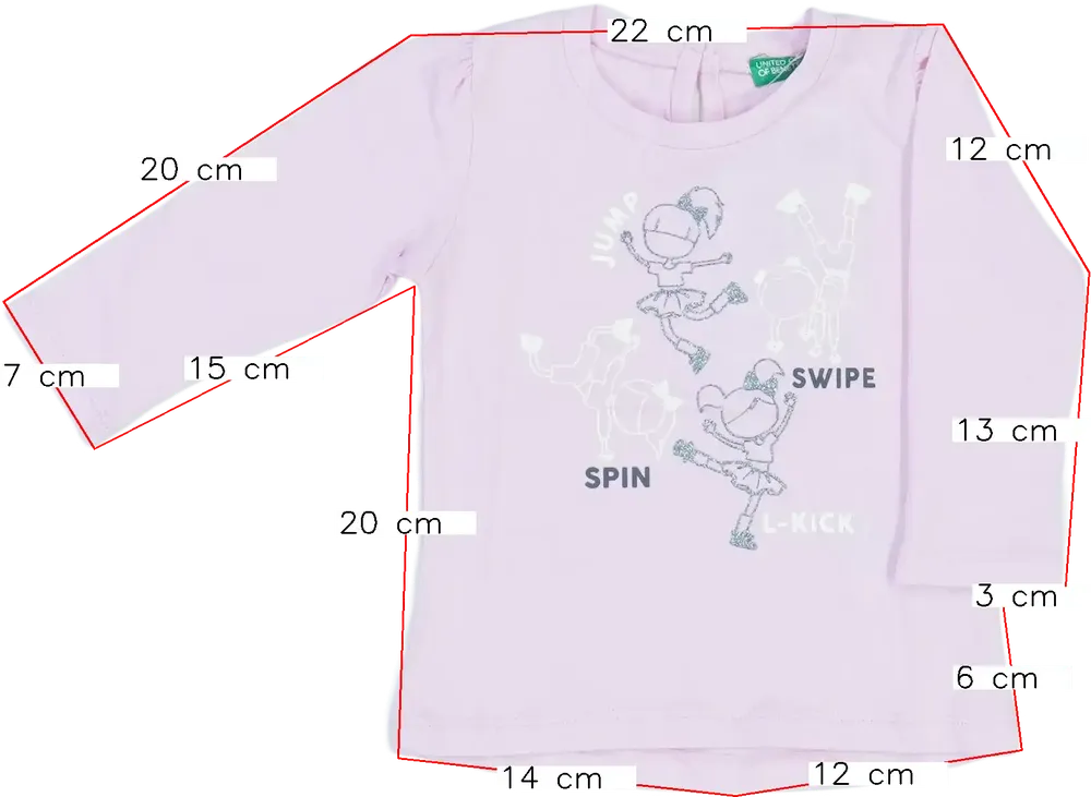 Rózsaszín Benetton Hosszú ujjú felső EU 68 / UK 3-6 hónap / US 3-6 hónap