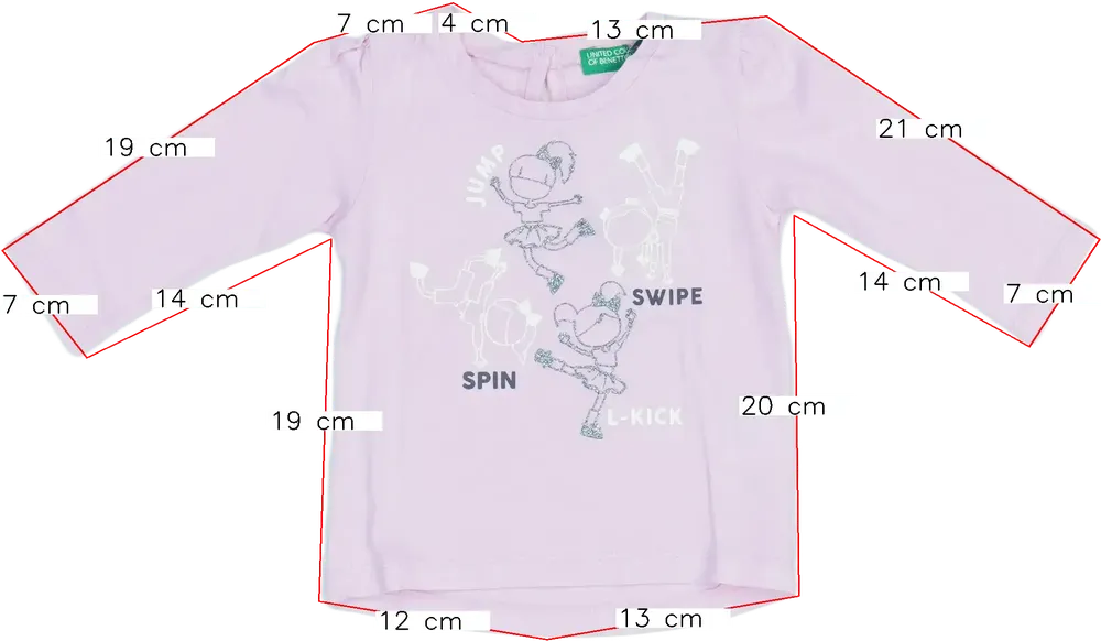 Rózsaszín Benetton Hosszú ujjú felső EU 62 / UK 0-3 hónap / US 0-3 hónap