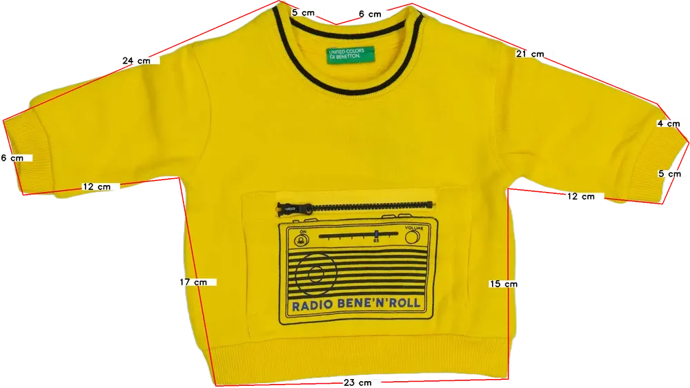 Sárga Benetton Pulóver EU 68 / UK 3-6 hónap / US 3-6 hónap