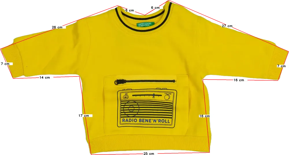 Sárga Benetton Pulóver EU 74 / UK 6-9 hónap / US 6-9 hónap