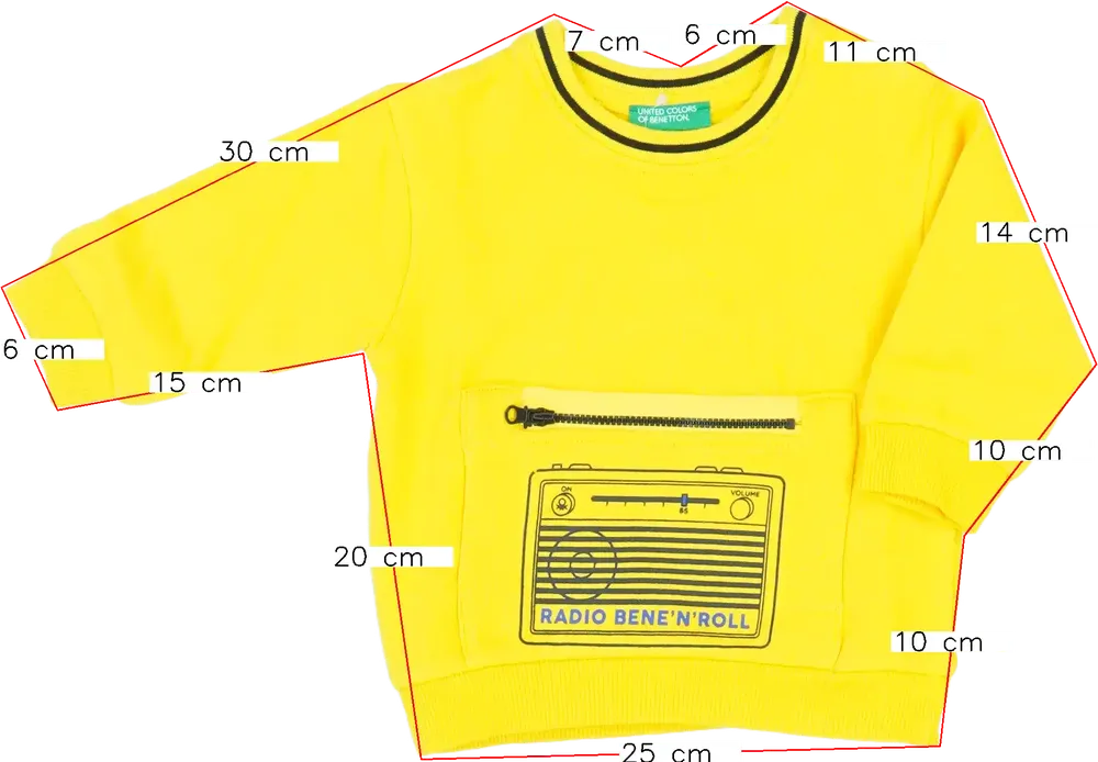 Sárga Benetton Pulóver EU 80 / UK 9-12 hónap / US 12 hónap