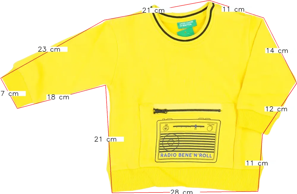 Sárga Benetton Pulóver EU 86 / UK 12-18 hónap / US 18 hónap