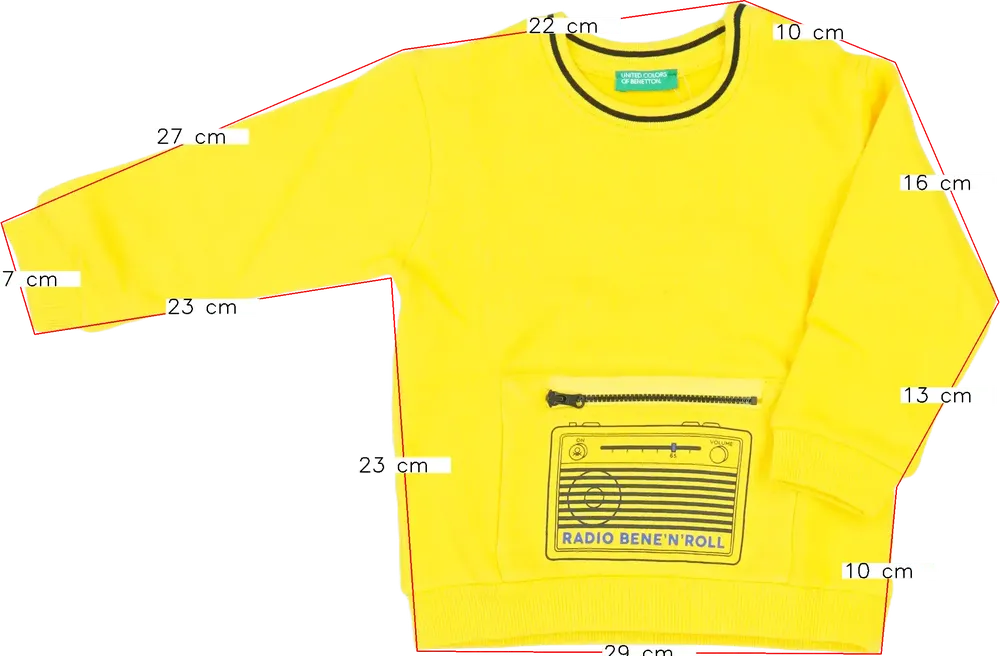Sárga Benetton Pulóver EU 92 / UK 2 év / US 2T