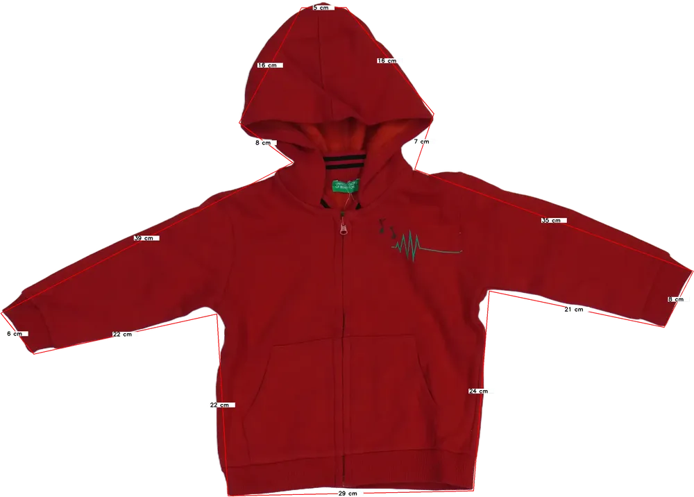 Piros Benetton Kapucnis pulóver EU 92 / UK 2 év / US 2T