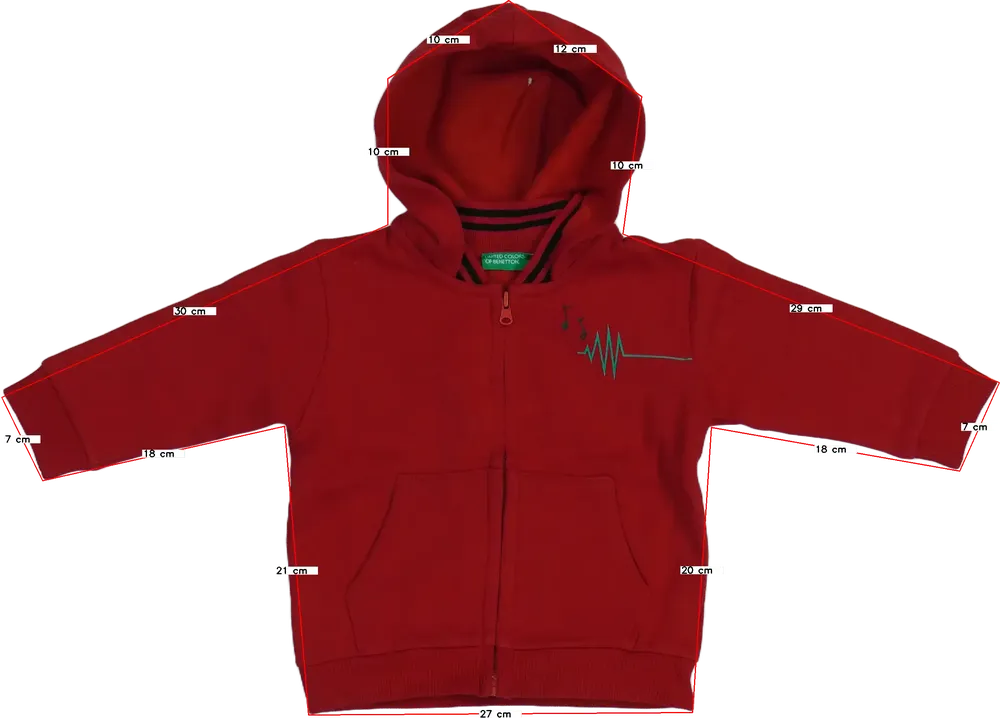 Piros Benetton Kapucnis pulóver EU 80 / UK 9-12 hónap / US 12 hónap
