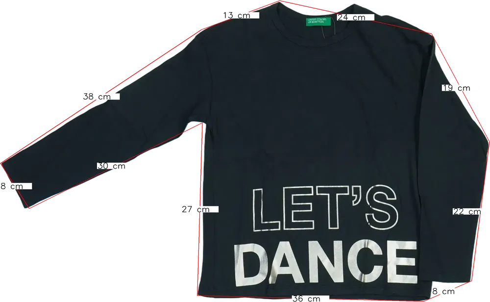 Szürke Benetton Hosszú ujjú felső EU 122 / UK 7 év / US 7 év/M