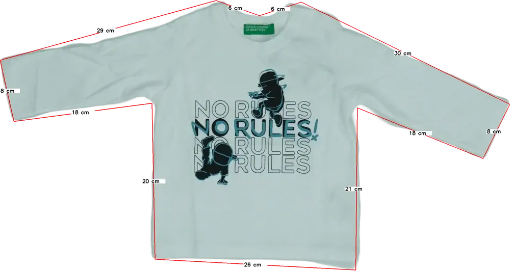 Fehér Benetton Hosszú ujjú felső EU 68 / UK 3-6 hónap / US 3-6 hónap