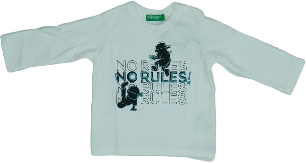 Fehér Benetton Hosszú ujjú felső EU 68 / UK 3-6 hónap / US 3-6 hónap