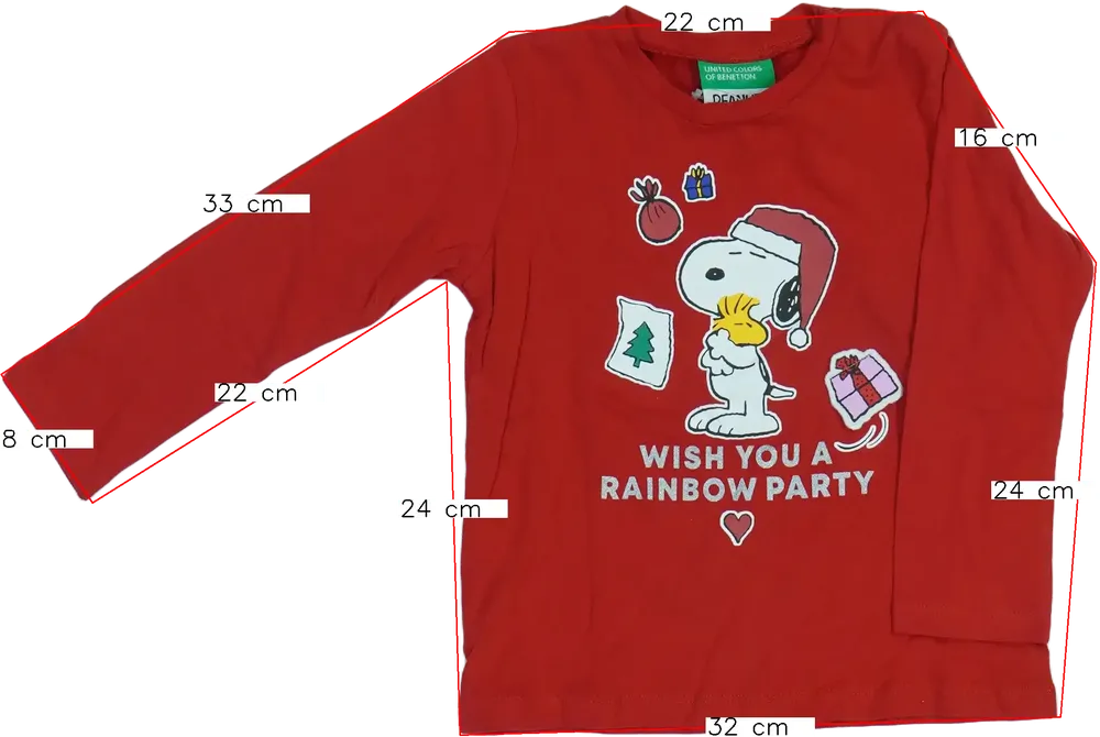 Piros Benetton Hosszú ujjú felső EU 92 / UK 2 év / US 2T